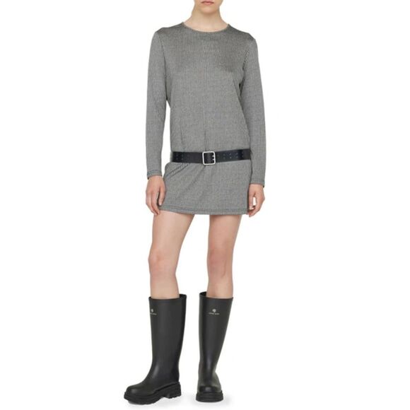 ANINE BING Moss Stripe Knit Mini Dress NWT Sz Medium - Picture 1 of 5